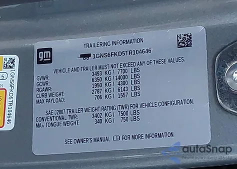 2026 Chevrolet Suburban Premier, 4Wd z USA, uszkodzony, nr VIN 1GNS6FKD5TR104646